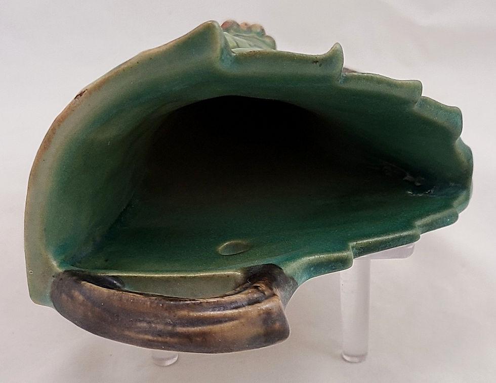 Thumbnail: ON HOLD Roseville Bushberry Wallpocket #1291-8 Rich Green Glaze Orange Berries