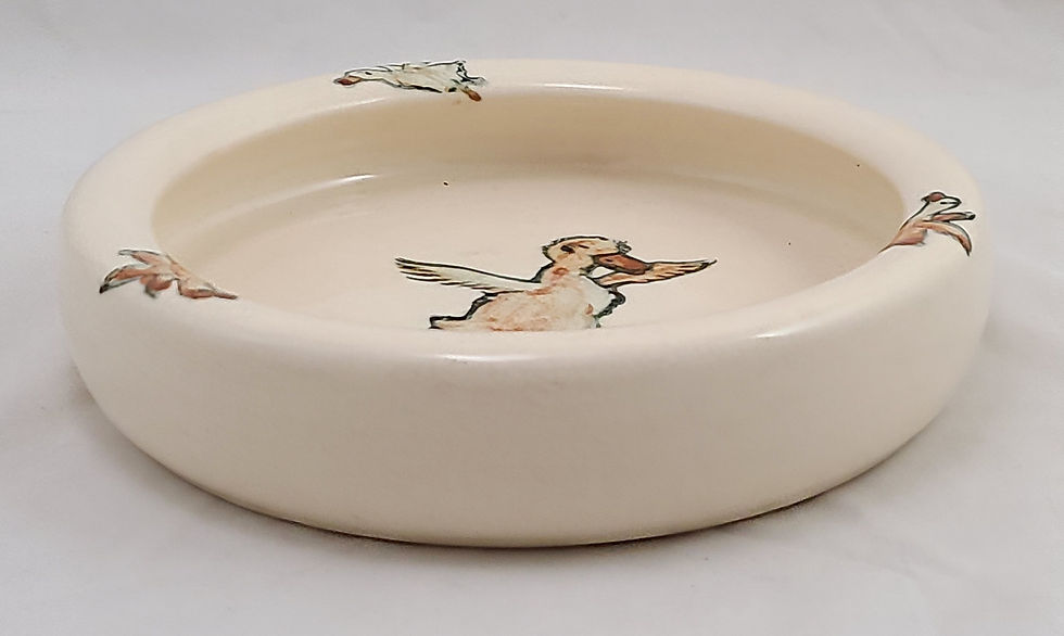 Thumbnail: Weller Zona Child's Puddle Duck Rolled Edge Plate Original Condition