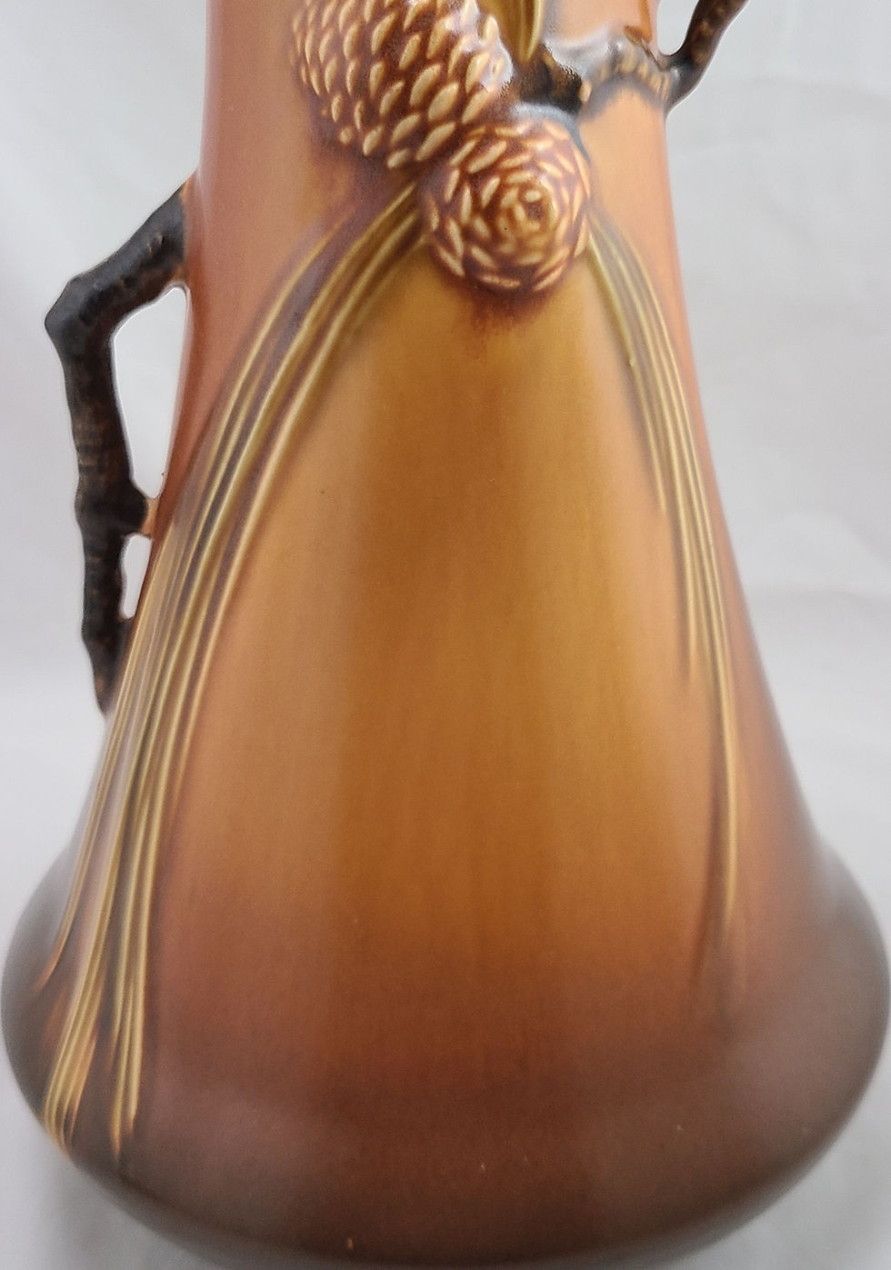 Thumbnail: Roseville Pinecone Vase In Gorgeous Golden Amber/Brown Glazes 712-12