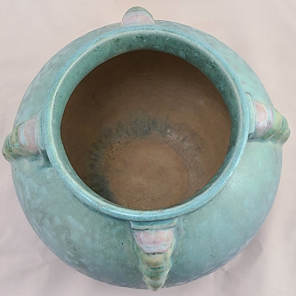 Thumbnail: Roseville Topeo Ball Vase in Rich Blue Frosted Glaze Shape 245-6 Original Cond