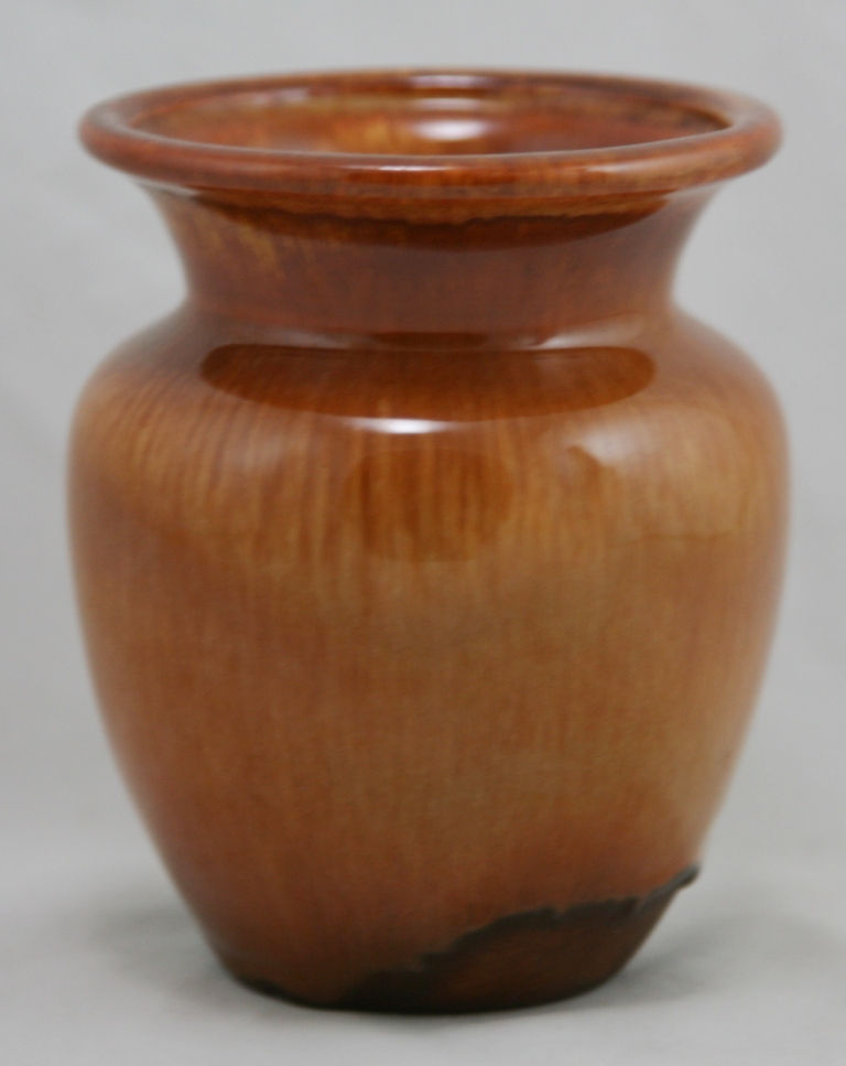 Thumbnail: Royal Haeger Orange Cedar Drip GlazeVase Over Terra Cotta Brown Original Cond.