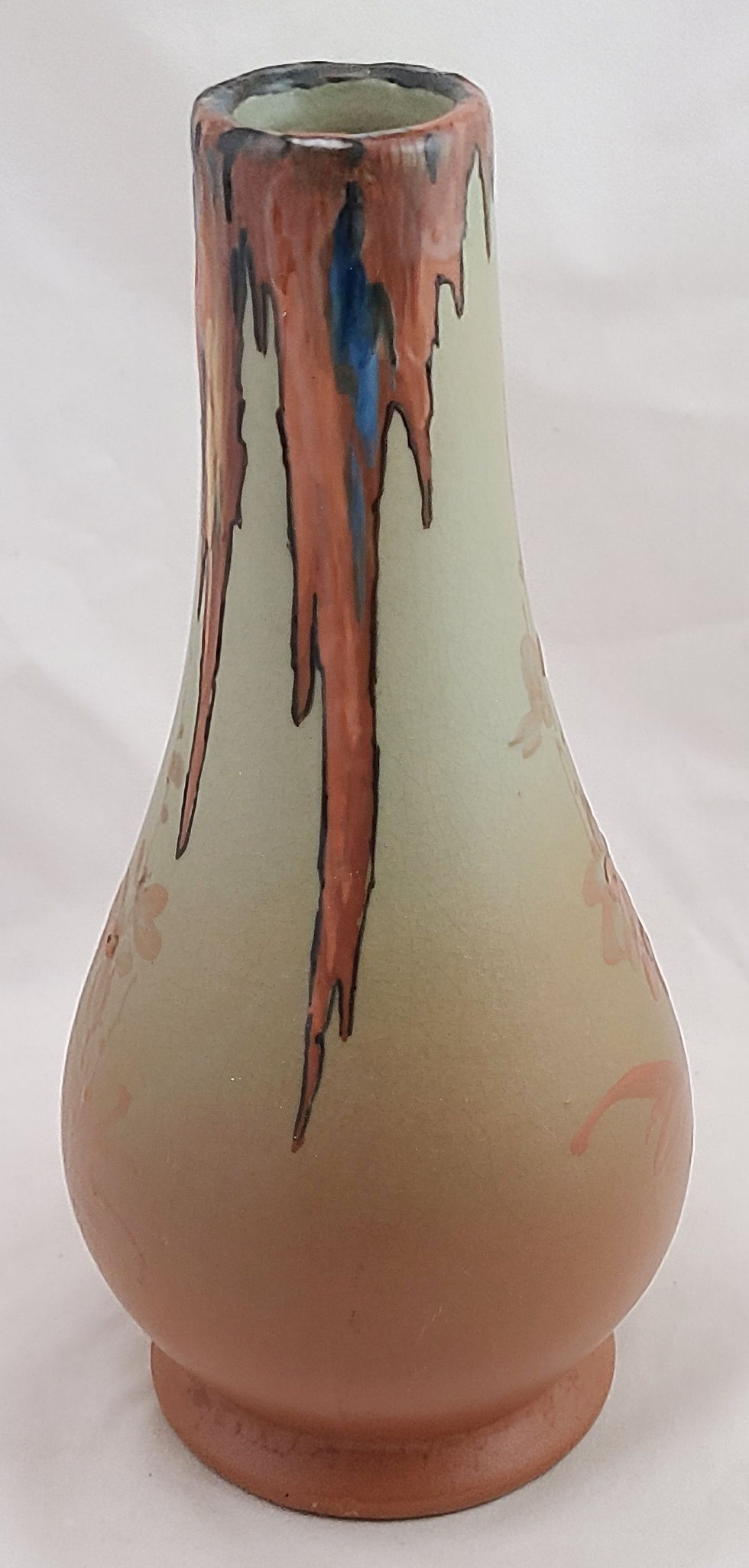 Thumbnail: Weller Hudson Variant Vase Blossoms and Heavy Drip Glazes by Miss Mae Timberlake