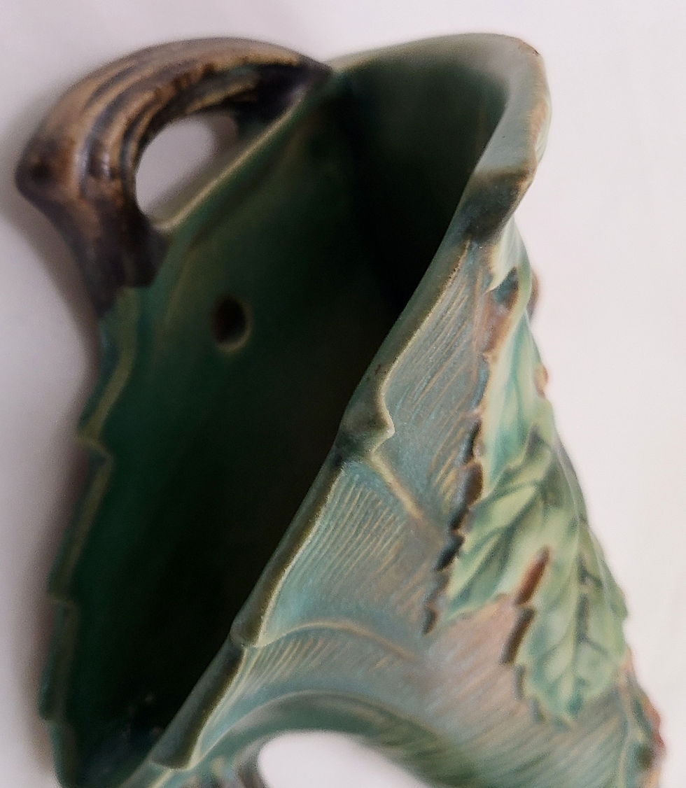 Thumbnail: ON HOLD Roseville Bushberry Wallpocket #1291-8 Rich Green Glaze Orange Berries