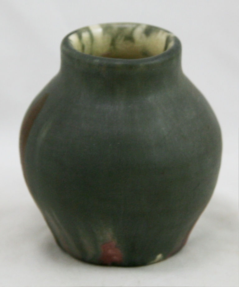 Thumbnail: Vintage Studio Vase Hand Thrown with Thick Purple/Rose Drip Glazes