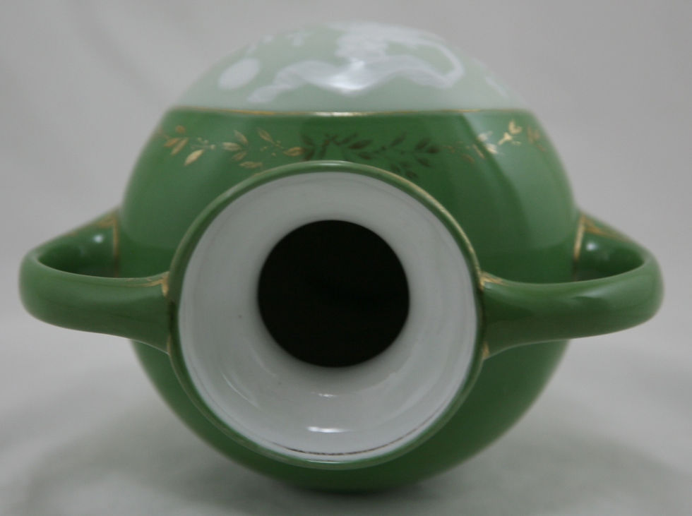 Thumbnail: Heubach German Porcelain Pâte-Sur-Pâte Vase With a Woman and a Baby  Gold Floral