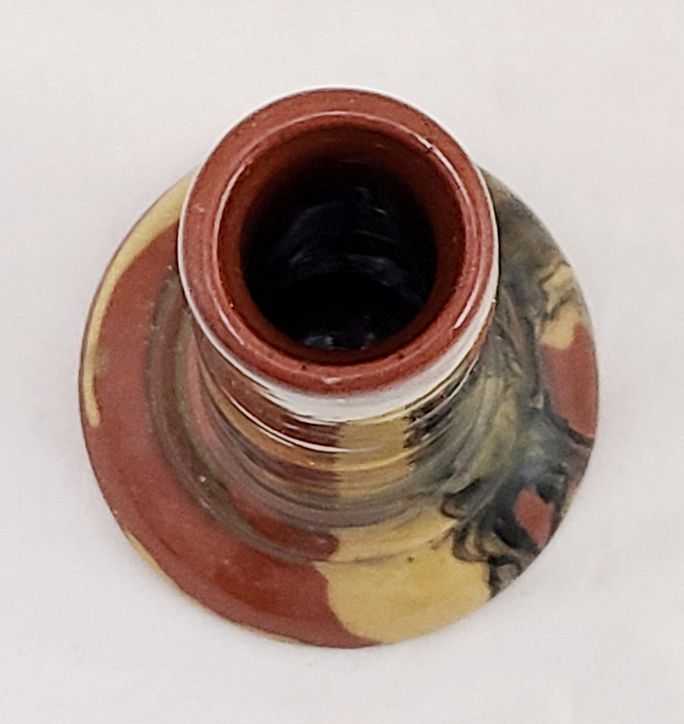 Thumbnail: Peters & Reed Marbleized Bud Vase Terra-Cotta/Yellow/Black Mirror Gloss Glazes