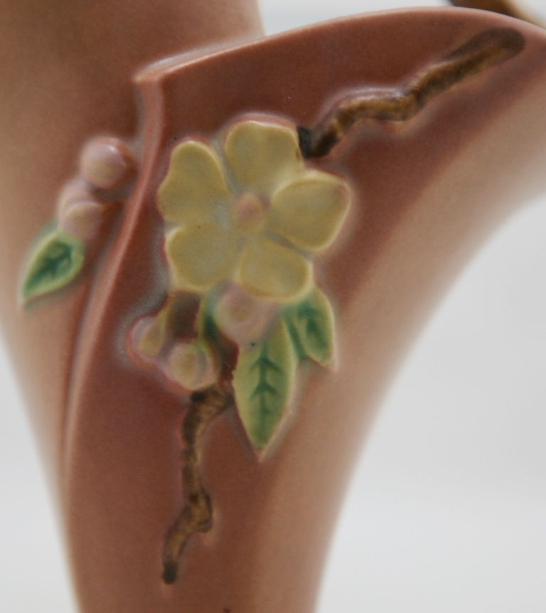 Thumbnail: Roseville Apple Blossom Wall Pocket Shape #366-8" in Pink Blushed Glazes