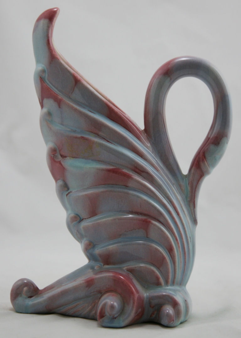 Thumbnail: Royal Haeger Early Mauve Agate 9" x 6" Swan Pillow Vase Gorgeous Glazes