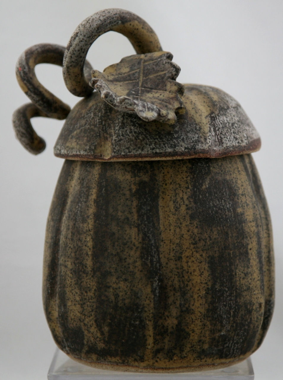 Rae Marie Crisel Lidded Contemporary Stoneware Gourd 7.5" Mint C368