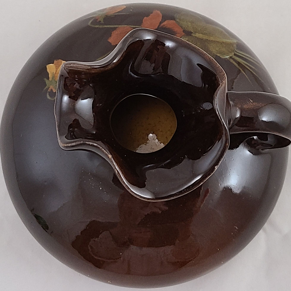 Thumbnail: Cambridge Art Pottery Standard Glaze Ewer Signed 'MW' Pansies c1902