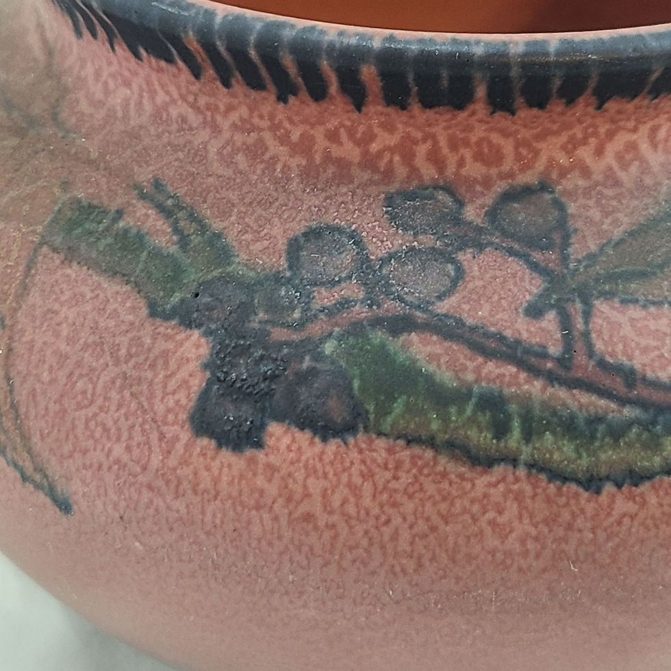 Thumbnail: Rookwood Decorated Mat Vase Berries & Leaves Ruby Red d1925 Elizabeth Lincoln