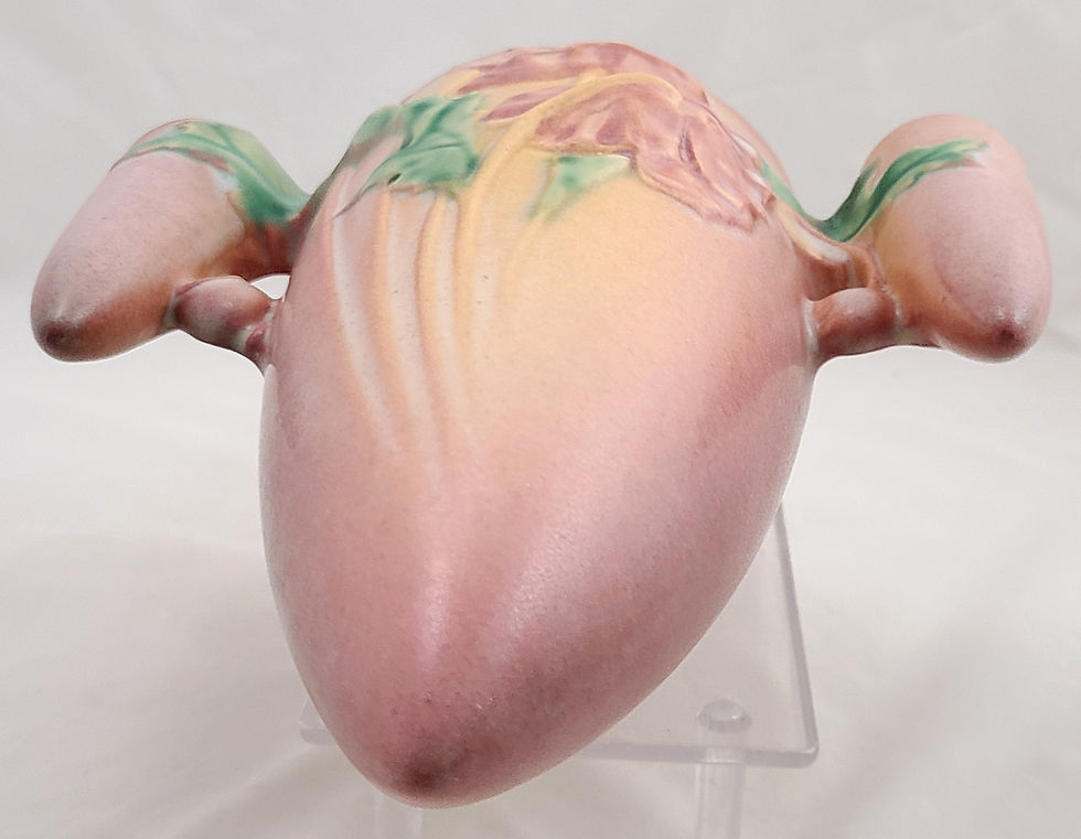 Thumbnail: Roseville Poppy Wall Pocket with Candleholders #1281 Blushed Pink/Yellow Glazes