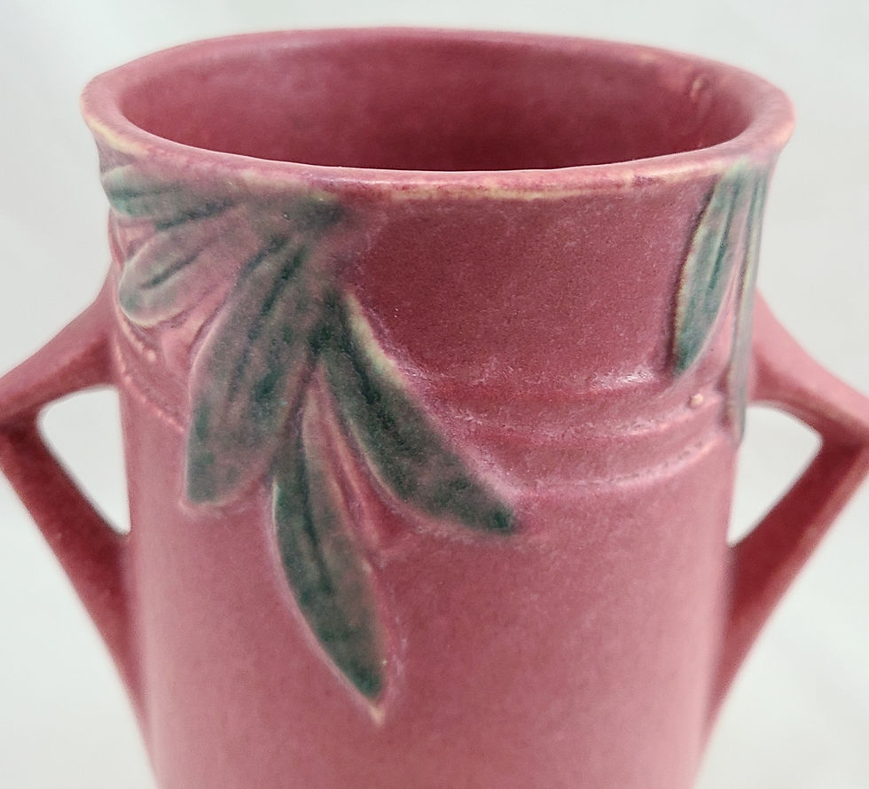Thumbnail: Roseville Velmoss II Vase in Mottled Rose/Berry Frost Leaves & Berries Orig Cond