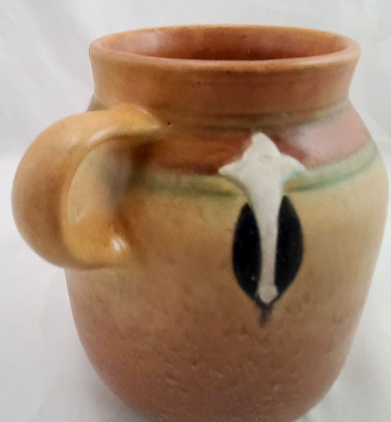 Thumbnail: Roseville Montacello Vase with A&C Blossoms #560-6 Cinnamon Frosted Glaze c1931