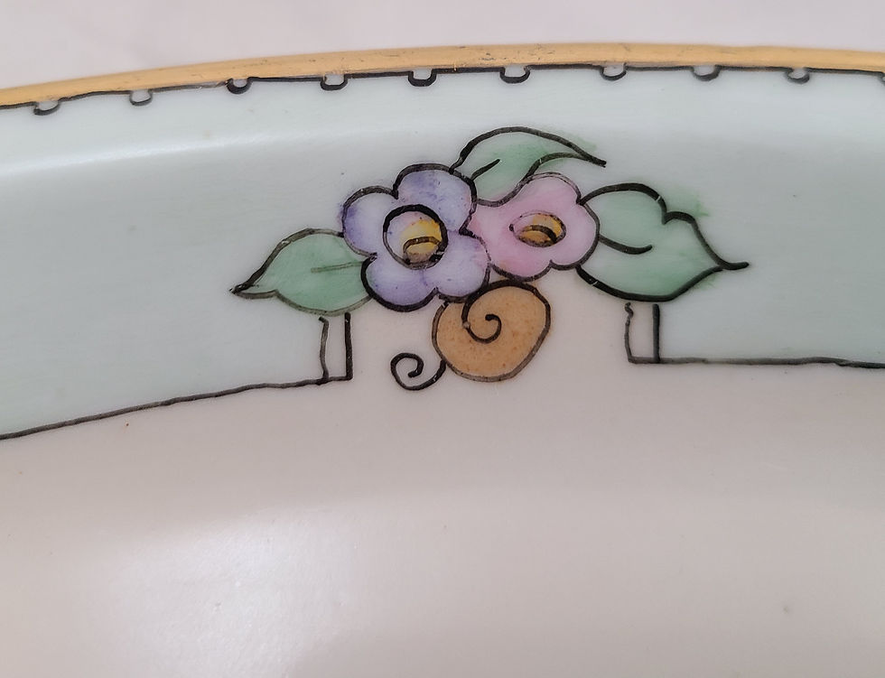 Thumbnail: China Painted Art Deco Oblong Tray with Blossom Motif by R. Gardner c1920s