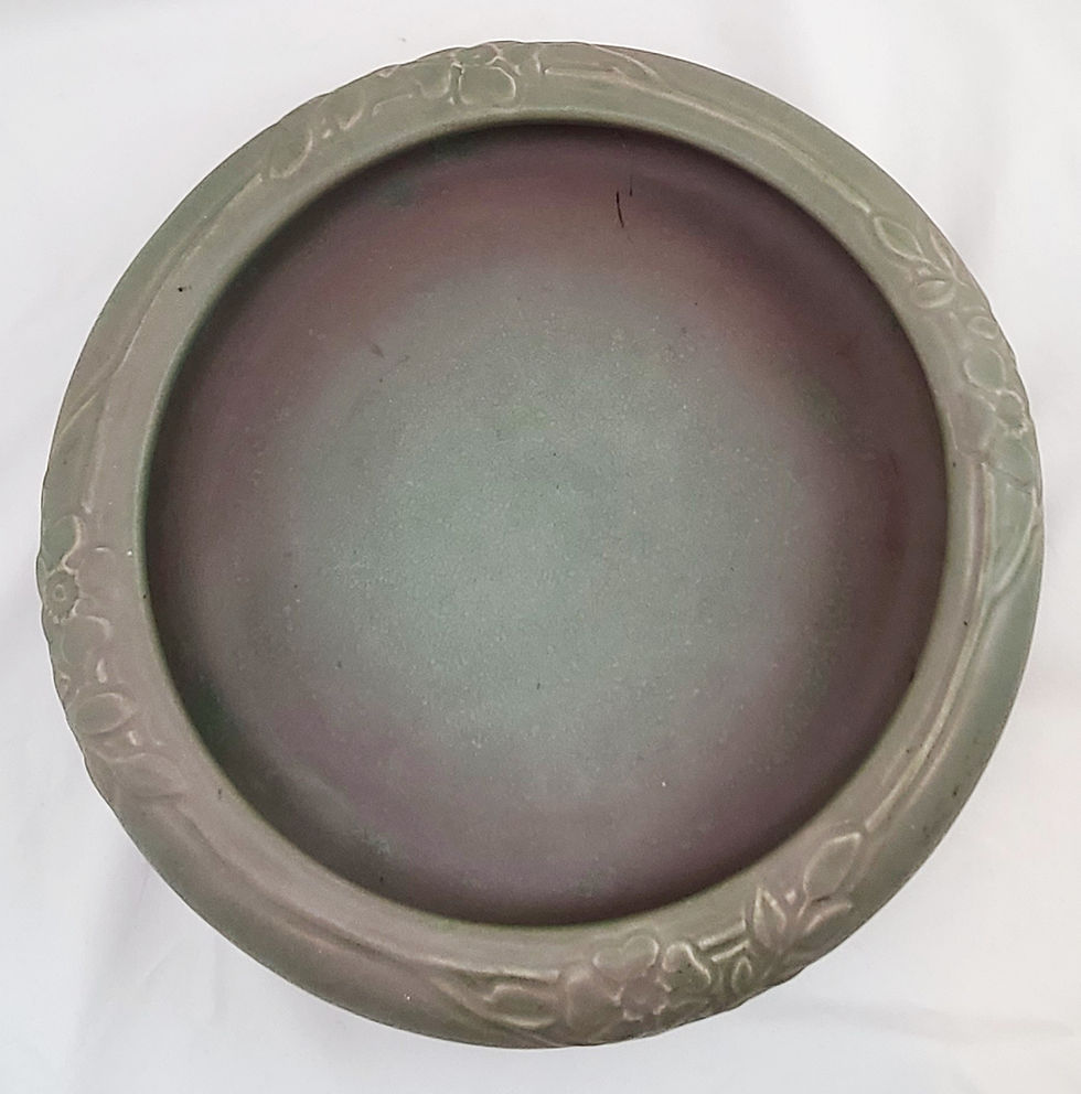 Thumbnail: Rookwood Production Embossed Footed Bulb Bowl A&C Design d1915 Rose/Green Mat