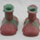 Thumbnail: Muncie Pottery Arts & Crafts Candlestick Set In Drippy Green Over Rose Glazes