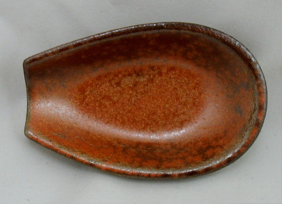 Thumbnail: Rookwood Spoon/Pipe Rest/Ashtray in Mottled Orange Glaze William T. Glass Design