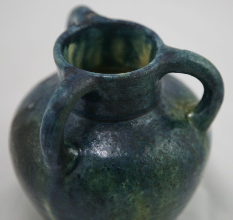 Thumbnail: Flemish Art Pottery Three-Handled Earthenware Vessel in Original Condition