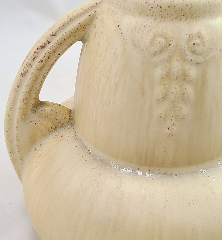 Thumbnail: American Art Clay Company (AMACO) Handled Vase in a Mat Wheat Striated Glaze