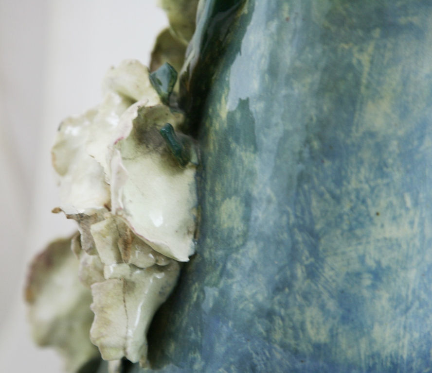 Thumbnail: Monumental French Barbotine Faience Floor Vase by M. Hard with Copious Blossoms