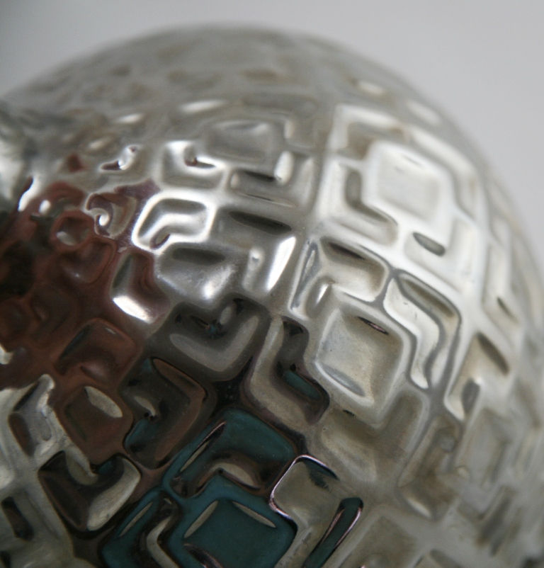 Thumbnail: Jonathan Adler Studio 11" 'Laurel' Vase Silver Mirrored Glaze Modern Decor Peru