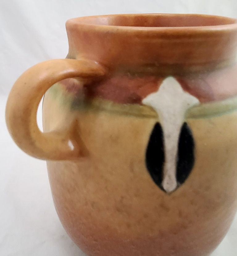 Thumbnail: Roseville Montacello Vase with A&C Blossoms #560-6 Cinnamon Frosted Glaze c1931