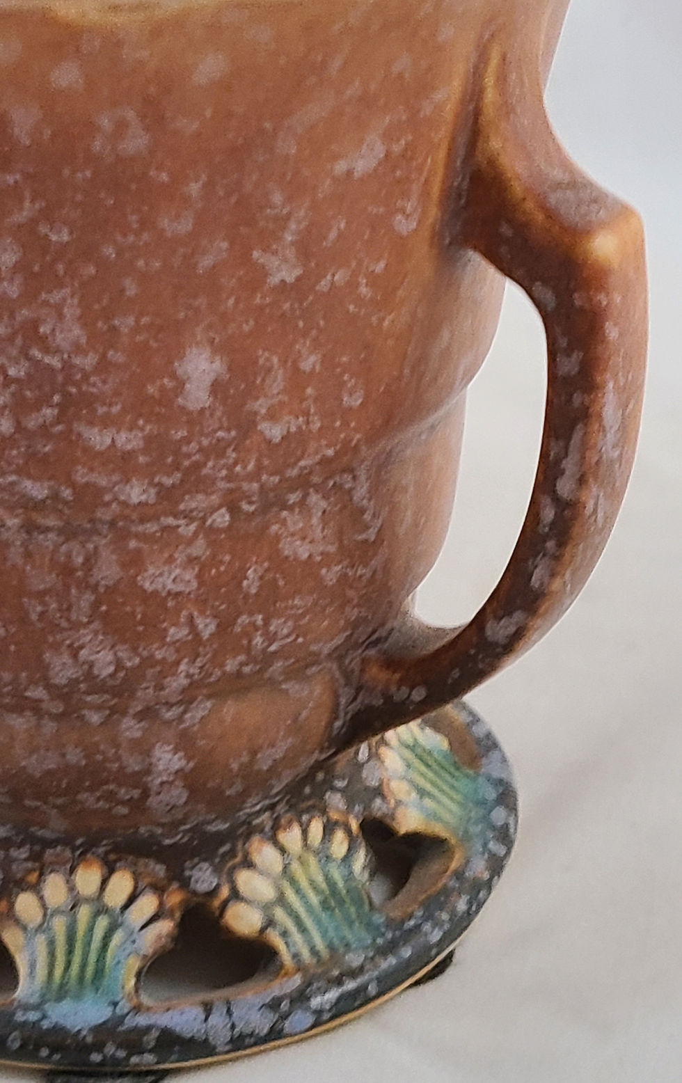 Thumbnail: Roseville Ferella Vase in Shaded Brown Mottled & Frosted Glazes 503-5 Orig. Cond