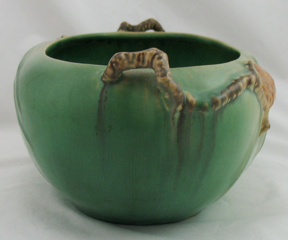 Thumbnail: Roseville Pinecone High-Sided Center Bowl In Blushed Green Glazes #276-9
