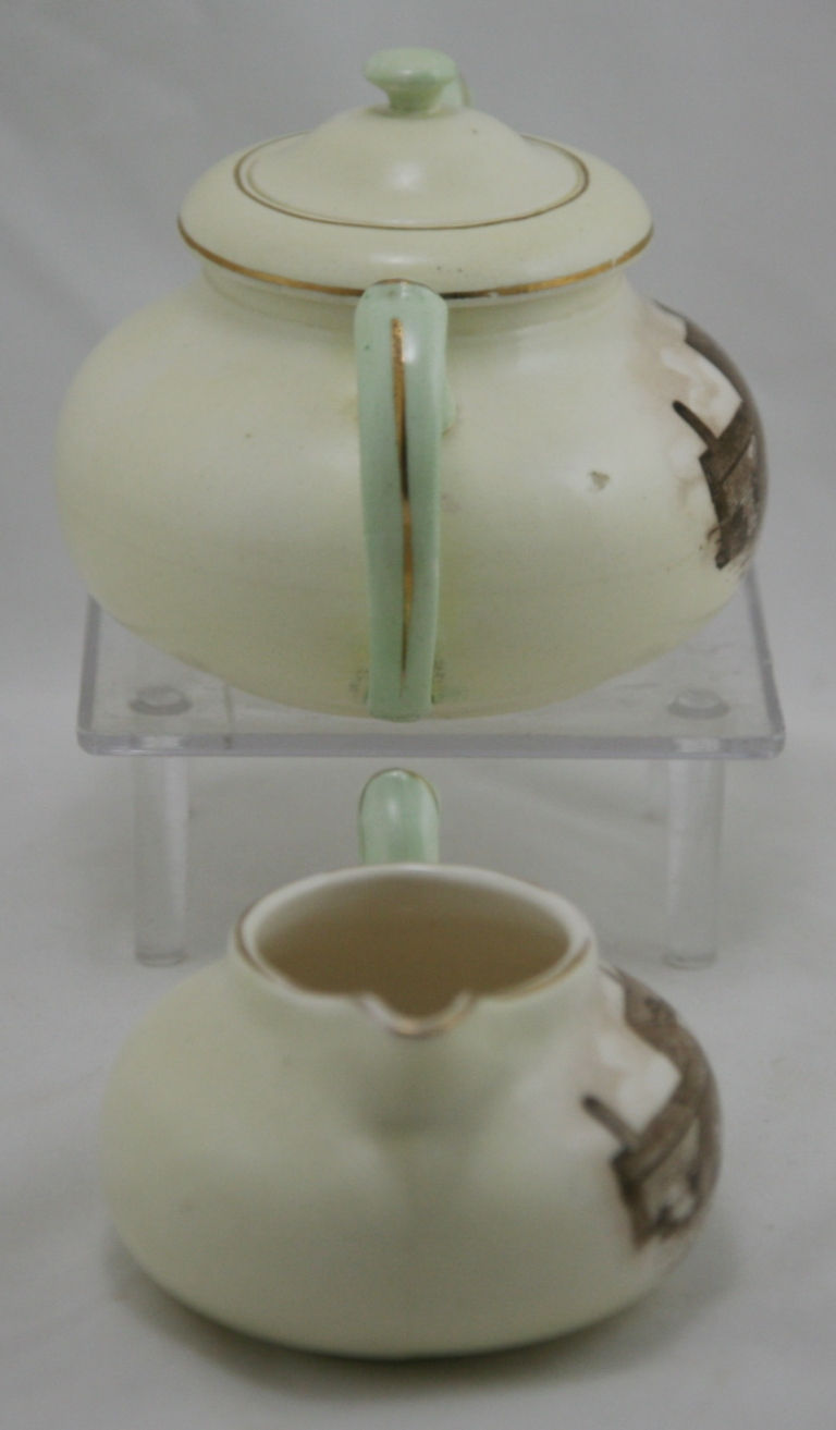 Thumbnail: Hampshire Pottery Sugar & Creamer Oldest House, Edgartown, Mass Marthas Vineyard