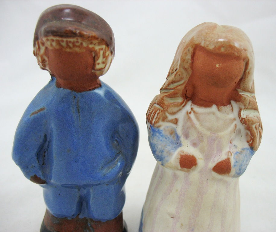 Thumbnail: Mid-Century Modern Britt Wedberg Keramik Sweden Figures of a Young Man/oung Girl
