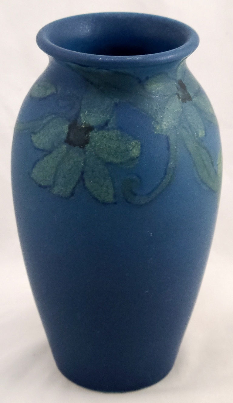Thumbnail: Rookwood Decorated Mat Vase d1925 Blossom Motif by Louise Abel Original Cond