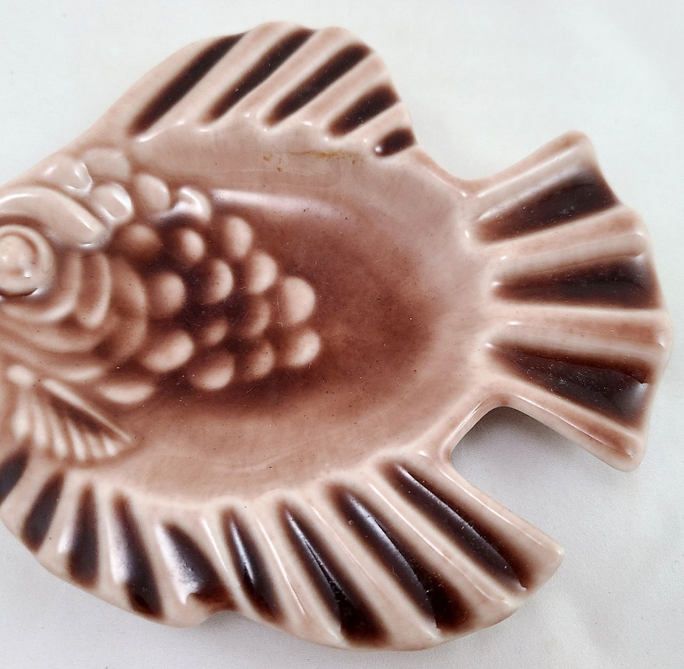 Thumbnail: Rookwood Sunfish Pintray/Ashtray in Clear Brown Gloss Glaze d1946 Original Cond