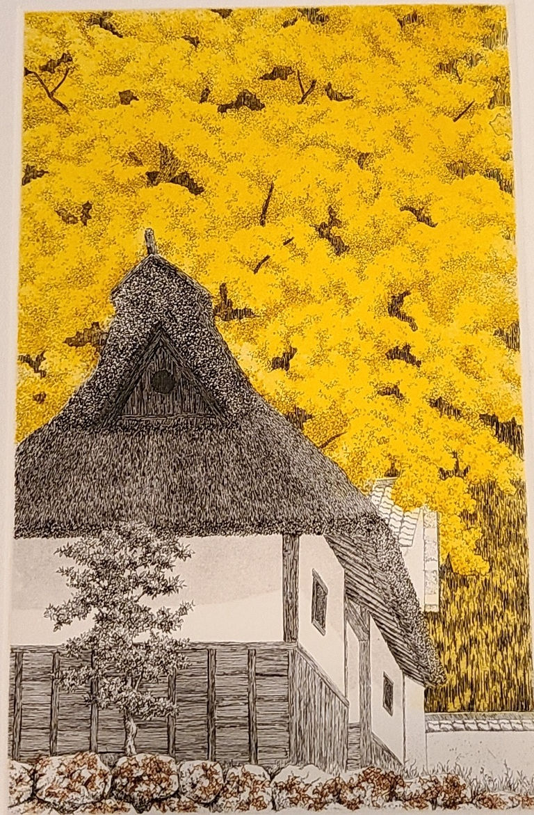Thumbnail: $OLD! TY! Ryohei Tanaka (1933-2019)  Ginkgo Tree in Koshihata, Etching