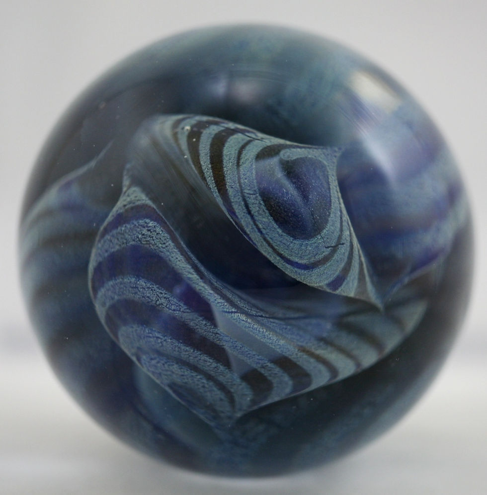 Thumbnail: Eickholt Glass Paperweight d1984 Blue Ribbons Mint