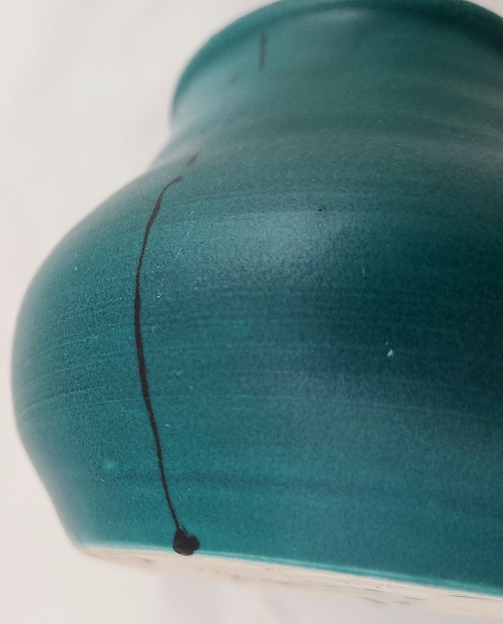 Thumbnail: Rookwood Early Z-Line TEST Vase d1900 by William McDonald Teal Glaze/Black Lines