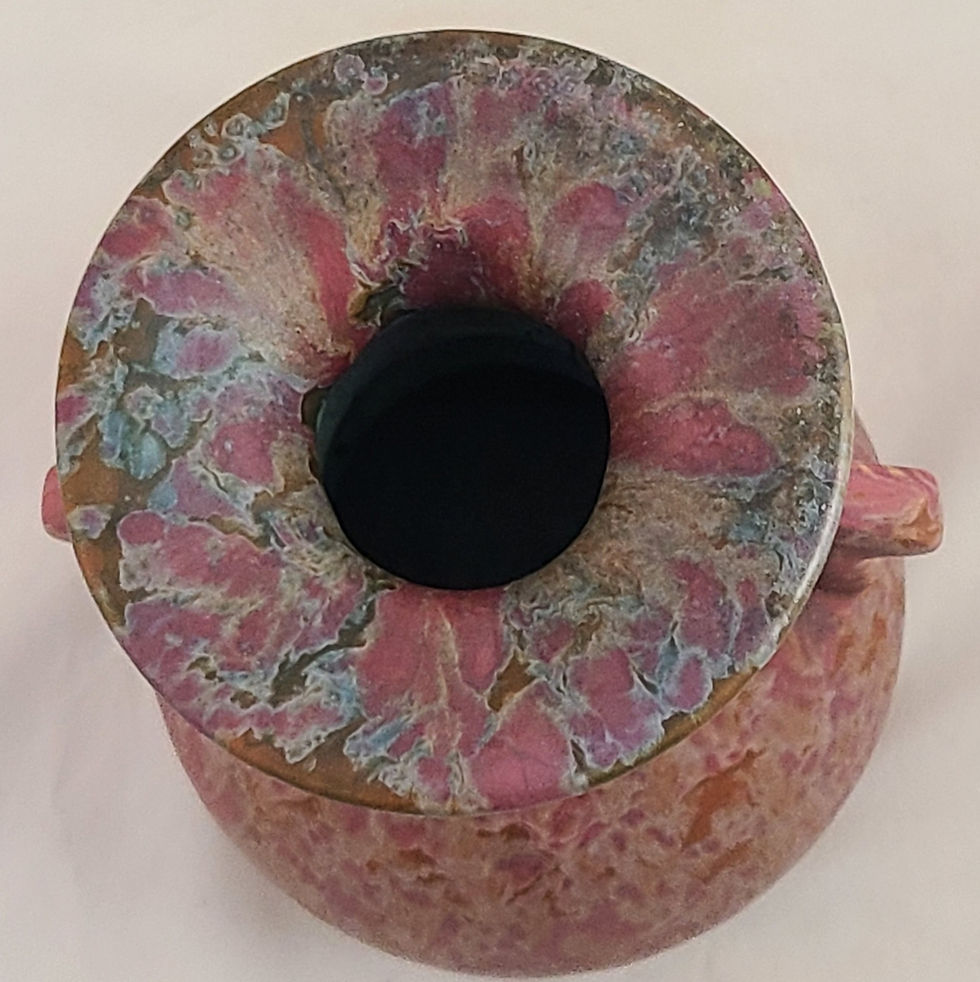 Thumbnail: Roseville Carnelian II Arts & Crafts Vase in Green over Raspberry Luscious Glaze