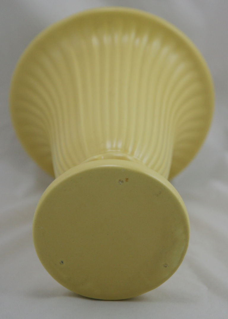 Thumbnail: Haeger Early Art Deco Fluted Vase c1930s in a Buttercup Yellow Satin Mat Glaze