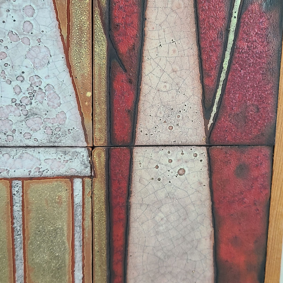 Thumbnail: Panos Valsamakis Mid-Century Modern 6-Panel Tile Frieze  'Two Young Women' c1960s Design