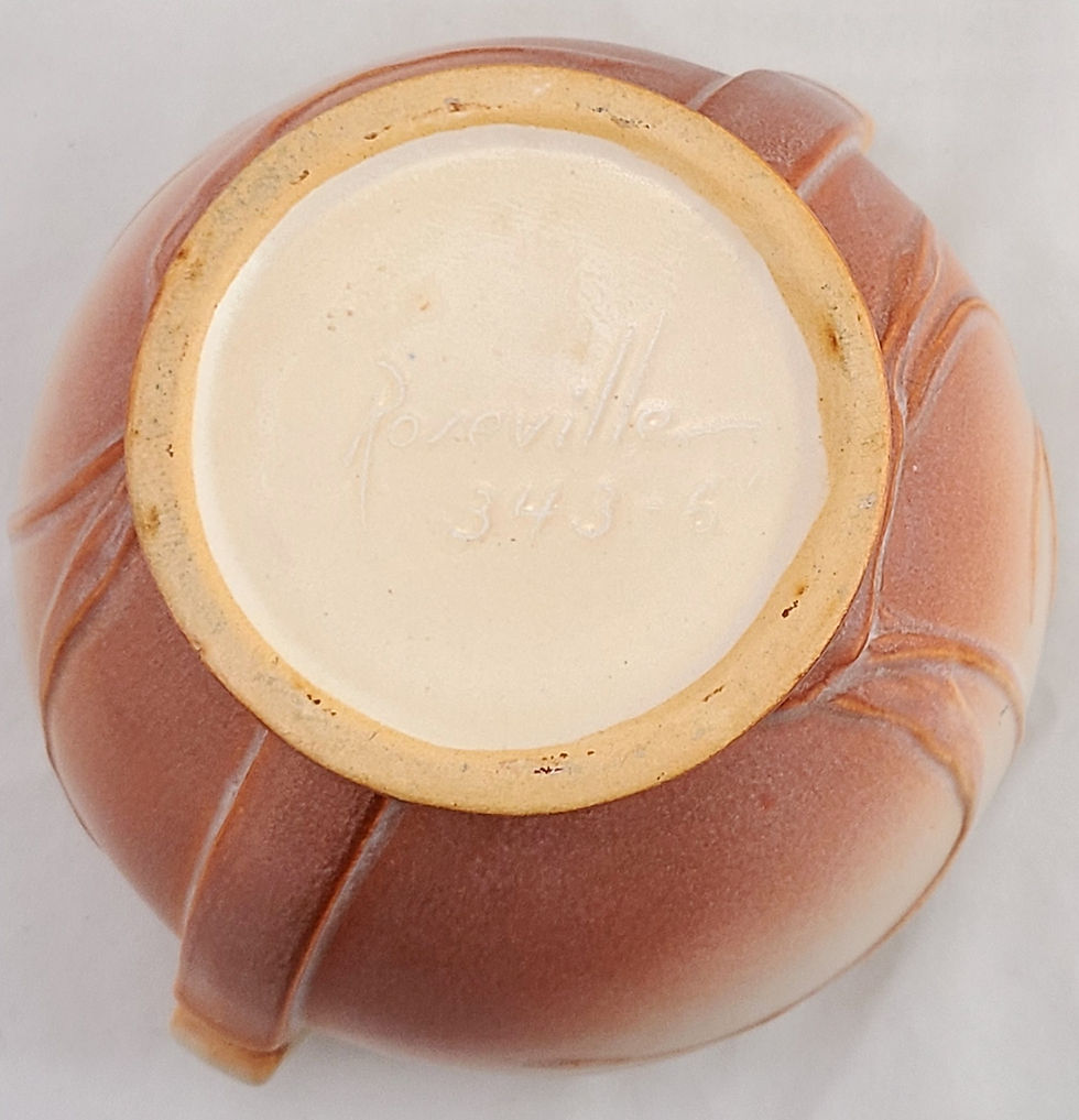 Thumbnail: Roseville Teasel Art Deco Ball Urn/Vase In Cream and Apricot Glaze Orig Cond