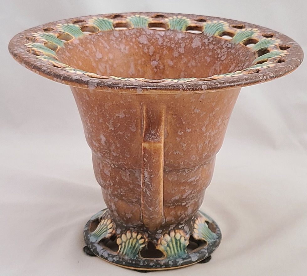 Thumbnail: Roseville Ferella Vase in Shaded Brown Mottled & Frosted Glazes 503-5 Orig. Cond