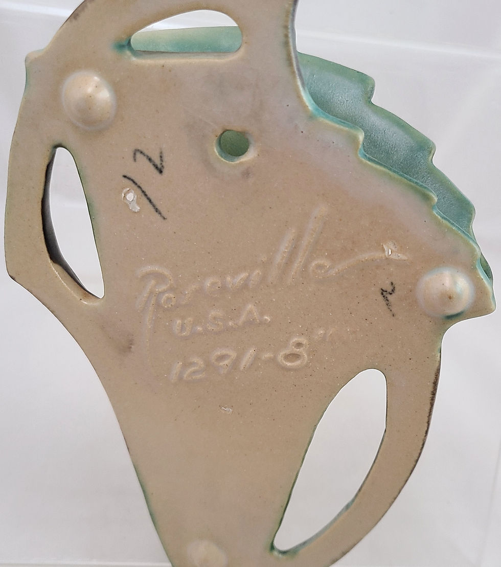 Thumbnail: ON HOLD Roseville Bushberry Wallpocket #1291-8 Rich Green Glaze Orange Berries
