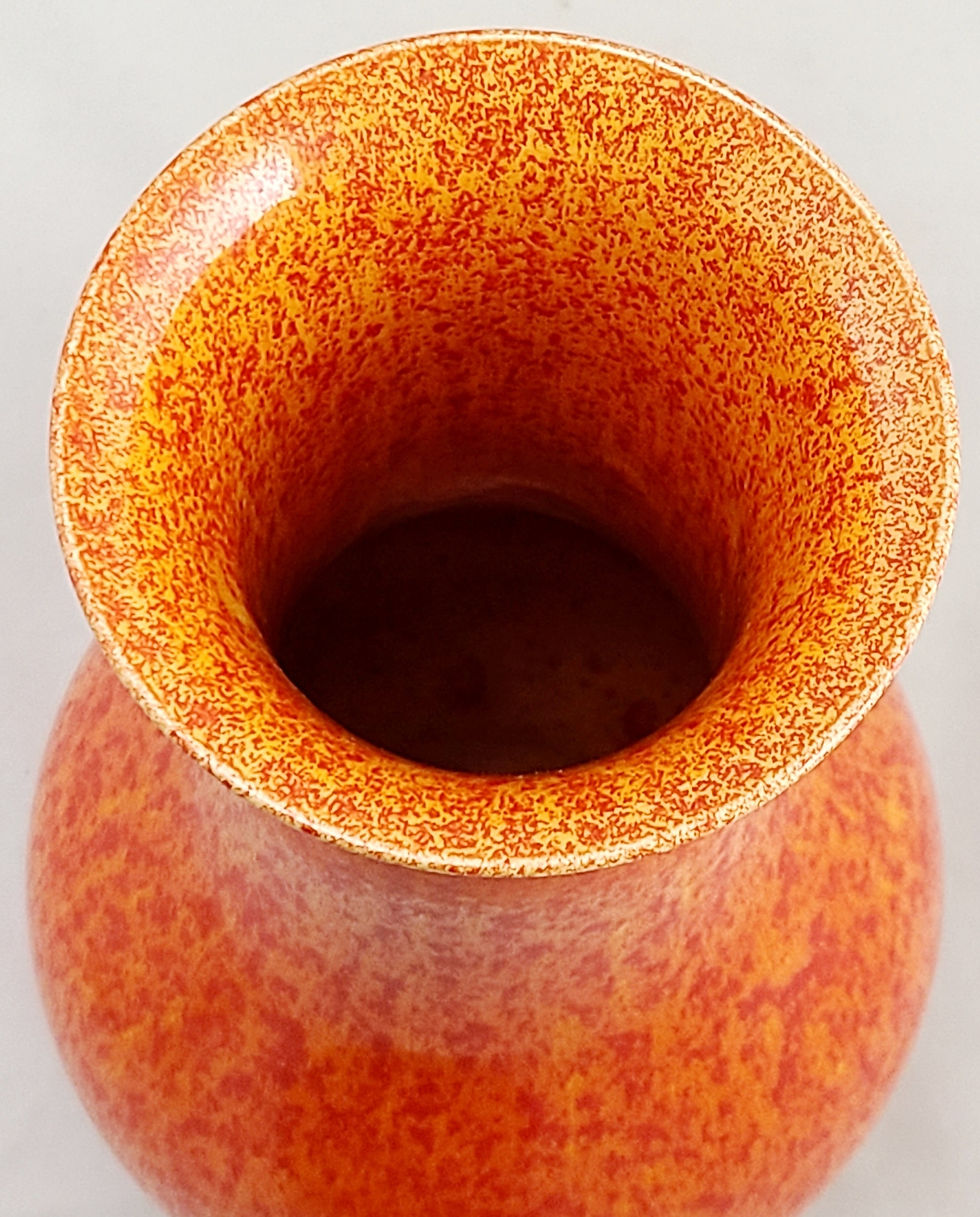Thumbnail: Pilkington Royal Lancastrian England Art Deco Orange Vermilion Glaze Vase c1930