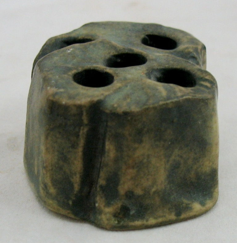 Thumbnail: Weller Muskota/Woodcraft Block Flower Frog in Organic Glazes c1920