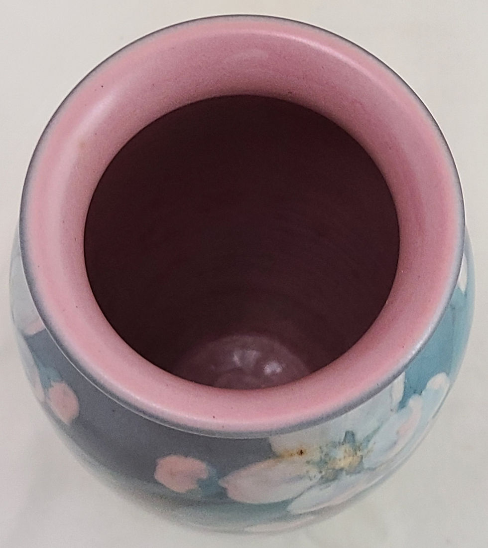 Thumbnail: Rookwood Decorated Mat Vase d1926 by Ed Diers with Apple Blossoms Original Cond.