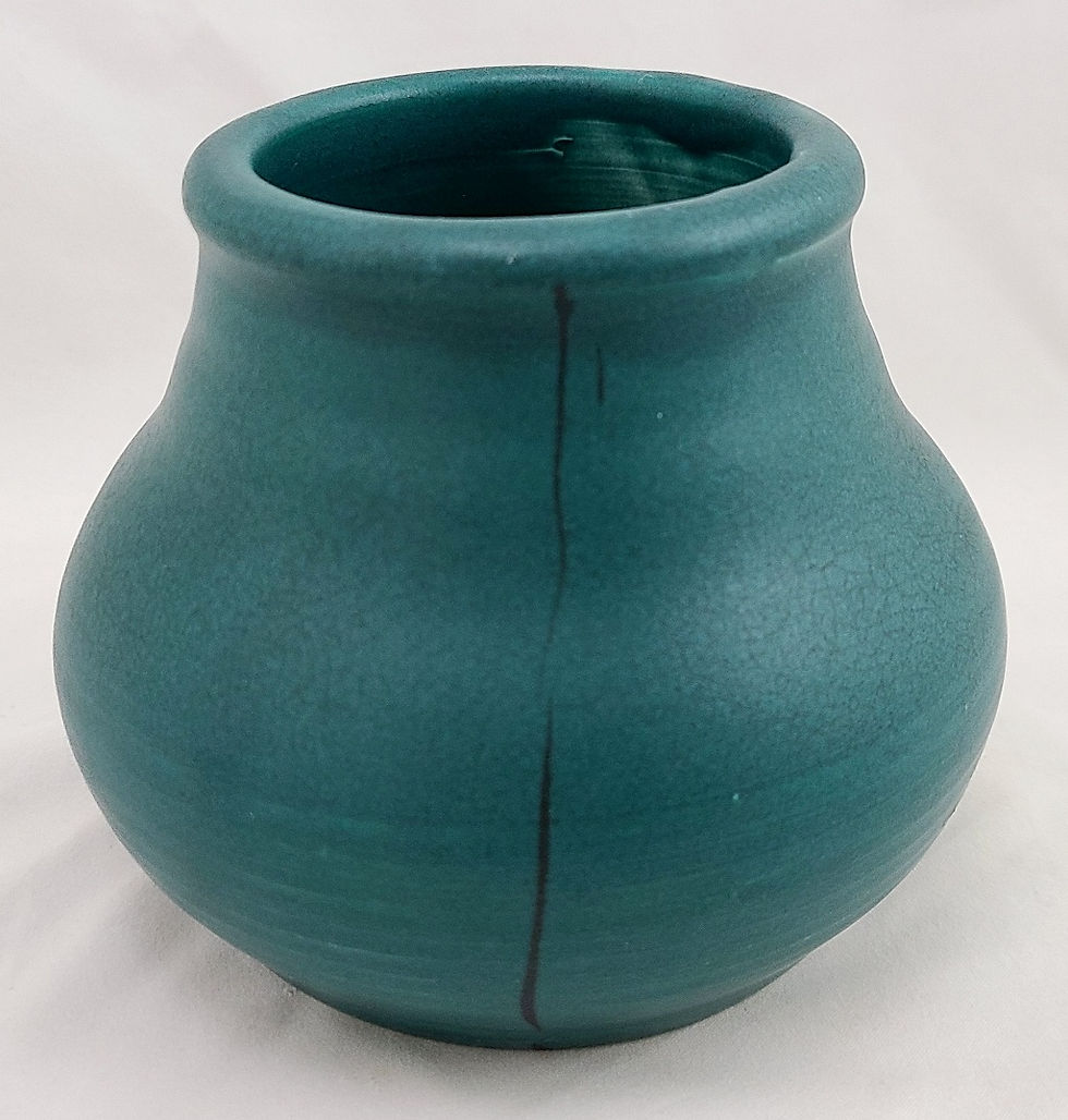 Thumbnail: Rookwood Early Z-Line TEST Vase d1900 by William McDonald Teal Glaze/Black Lines