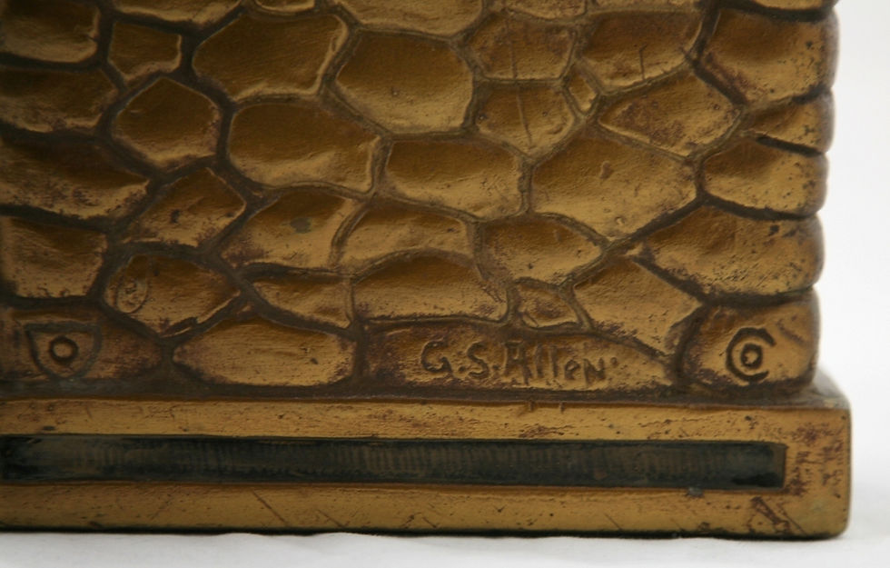 Thumbnail: Armor Bronze 'Fireside Comfort' by G.S. Allen Polychrome Bookends 1930