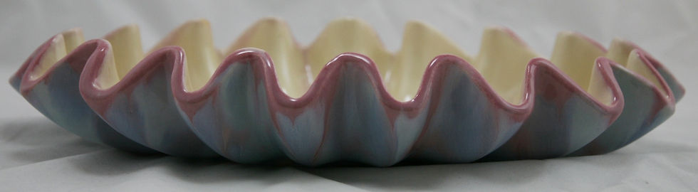 Thumbnail: Royal Haeger Early Mauve Agate Ruffled Edge Center Bowl Gorgeous Glazes