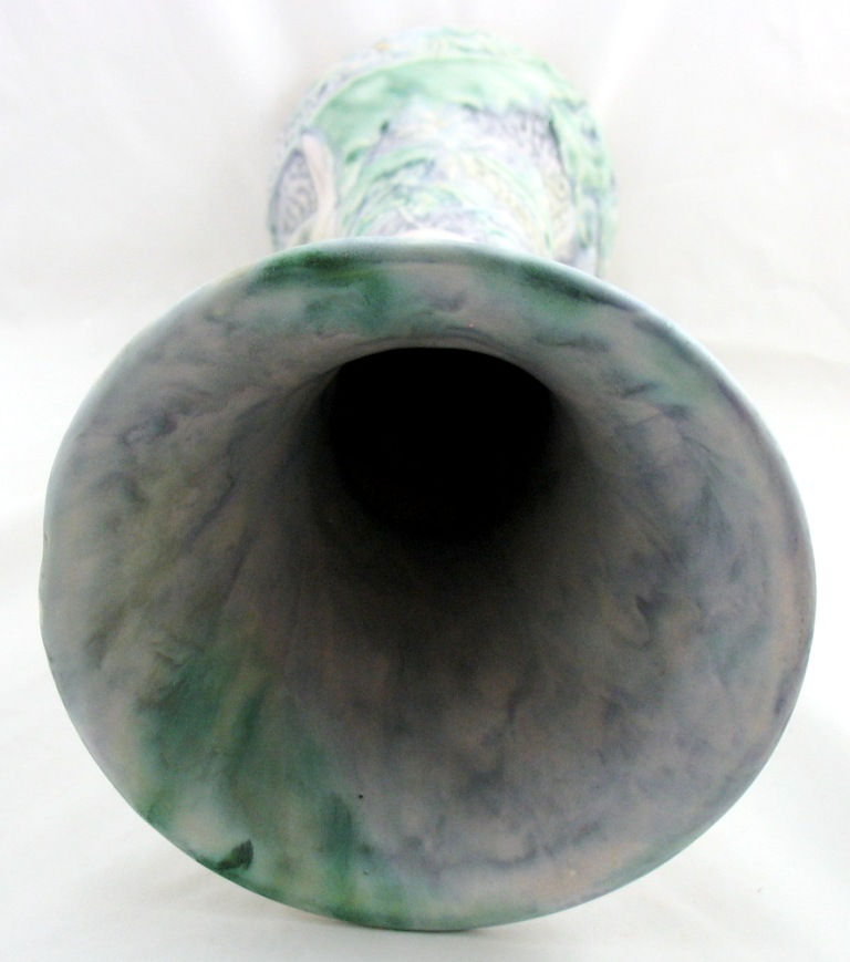 Thumbnail: Weller Silvertone Floor Vase with Calla Lilies by Dorothy England Awesome Color