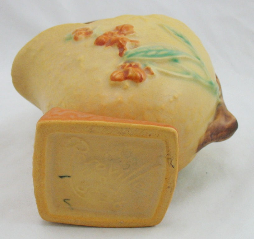 Thumbnail: Roseville Bittersweet Handled Basket In Gorgeous Yellow Glazes Great Mold